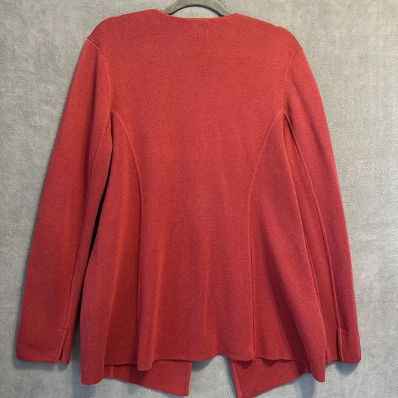 Eileen Fisher Open Front Knit Cardigan Sweater Red Size Medium Mature Casual - Picture 2 of 7